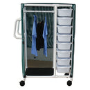 SPECIALTY CART, 4 SHELVES, 8 PULL OUT TUBS WITH MESH OR SOLID VINYL COVER, TUB SIZE: 20" X 15" X 5",, SOLD AS EACH MJM 10000133