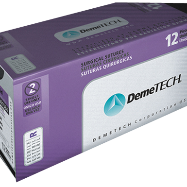 Polyglycolic Acid (PGA) 4-0 3/8 30" 19mm (C6) Reverse Cutting Colorless Sutures 12/bx.  - DemeTech