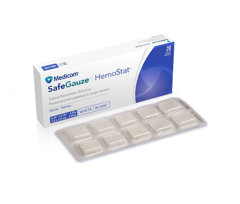 SafeGauze Hemostat Topical Hemostatic Dressing 20/bx. - Medicom