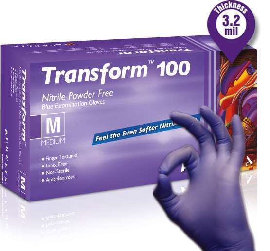 Transform Nitrile Powder-Free Gloves Medium 3.2 mil - 200/bx. - Aurelia