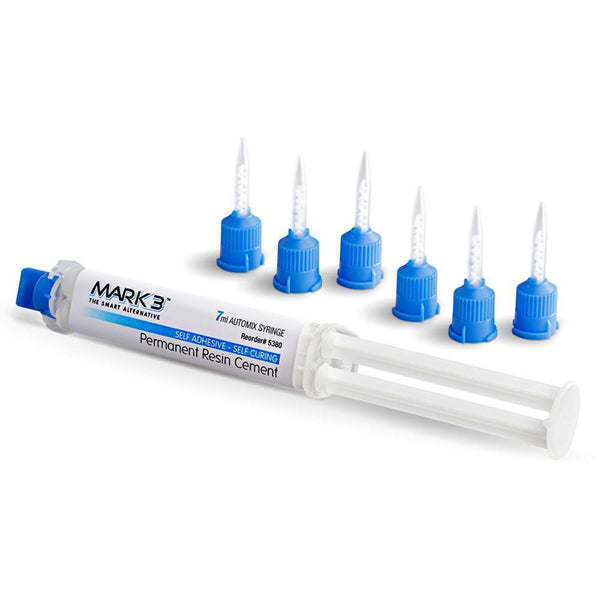 Permanent Resin Cement Natural Shade Self Adhesive 7ml. Automix Syringe + Mixing Tips - MARK3
