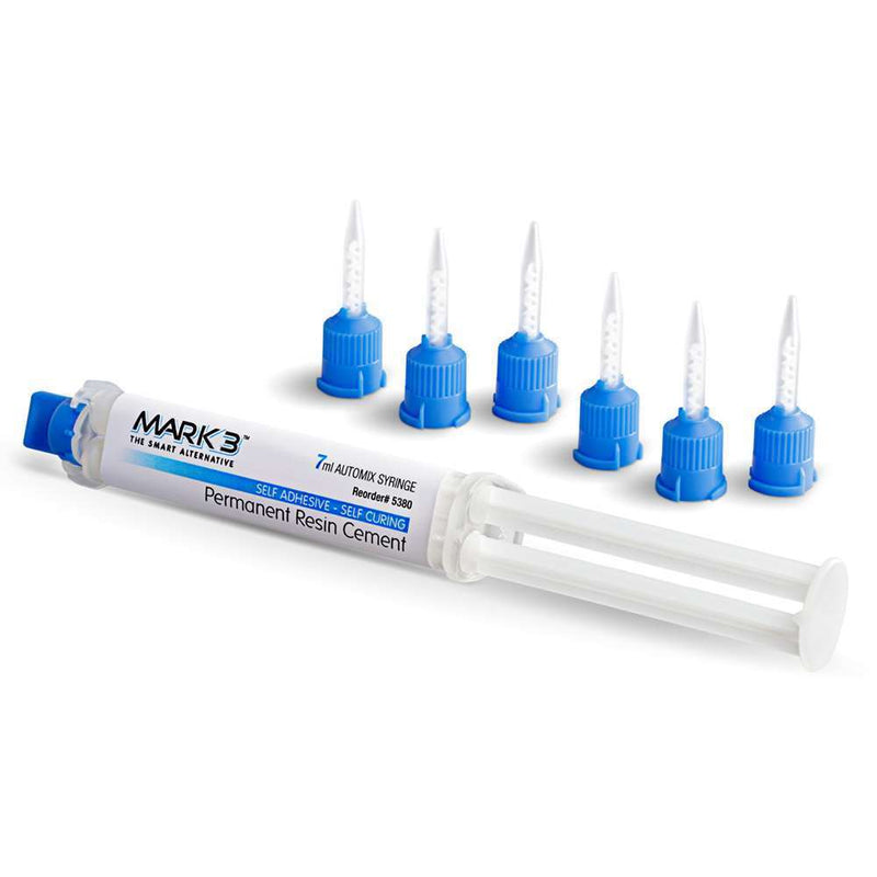 Permanent Resin Cement Natural Shade Self Adhesive 7ml. Automix Syringe + Mixing Tips - MARK3