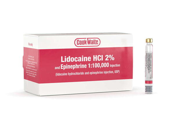 Lidocaine 2% 1:100,00 with Epinephrine 50/bx. - Cook-Waite