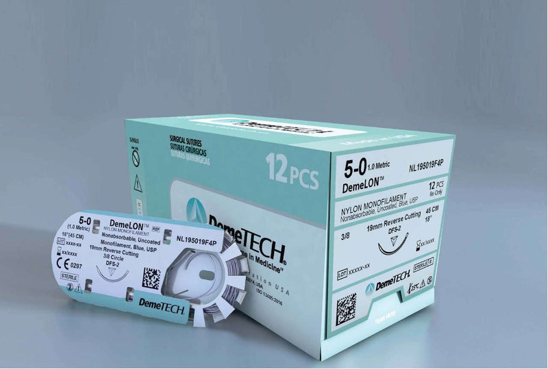 Nylon 6-0 3/8 18" 16mm (C26) Reverse Cutting Black Sutures 12/bx. - DemeTech