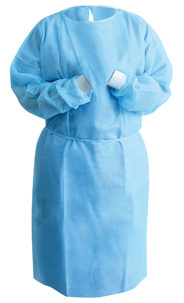 Isolation Gown Tie-Back Medium Knit Cuff Sky Blue 25g. 10/pk. - MARK3*