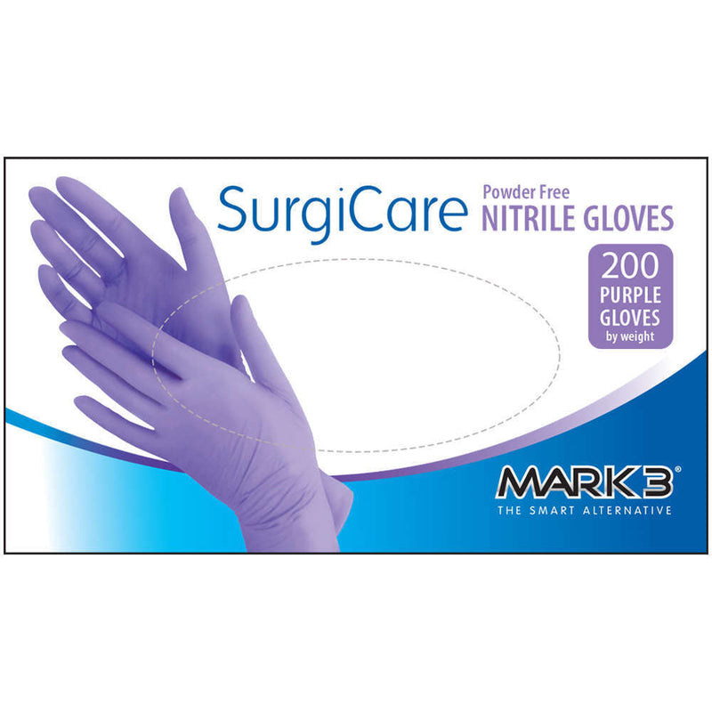 SurgiCare Large Purple Nitrile Gloves 3.1 mil. 200/bx. - MARK3*