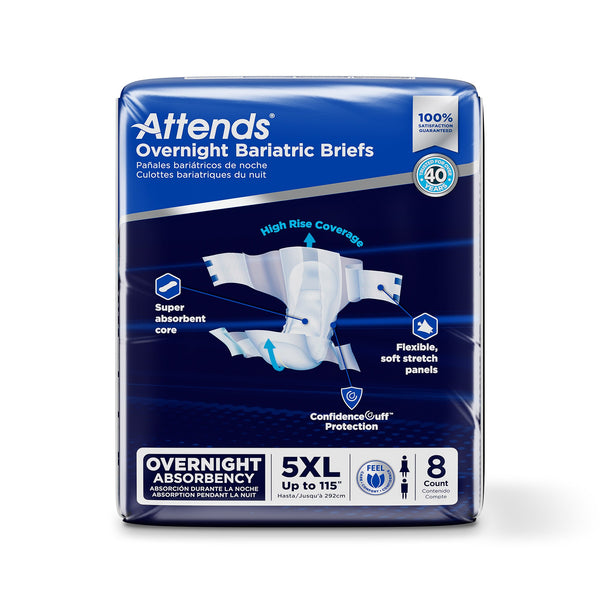 ATTENDS® OVERNIGHT BARIATRIC BRIEFS, 5X-LARGE, SOLD AS 32/CASE ATTENDS DD70