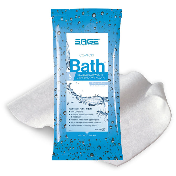 COMFORT BATH® UNSCENTED CLEANSING WASHCLOTHS, SOLD AS 44/CASE SAGE 7903
