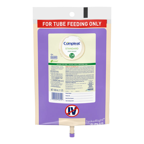 COMPLEAT® STANDARD 1.4 CAL PLANT-BASED TUBE FEEDING FORMULA, VANILLA, 1000 ML, SOLD AS 1/EACH NESTLE 00043900349275