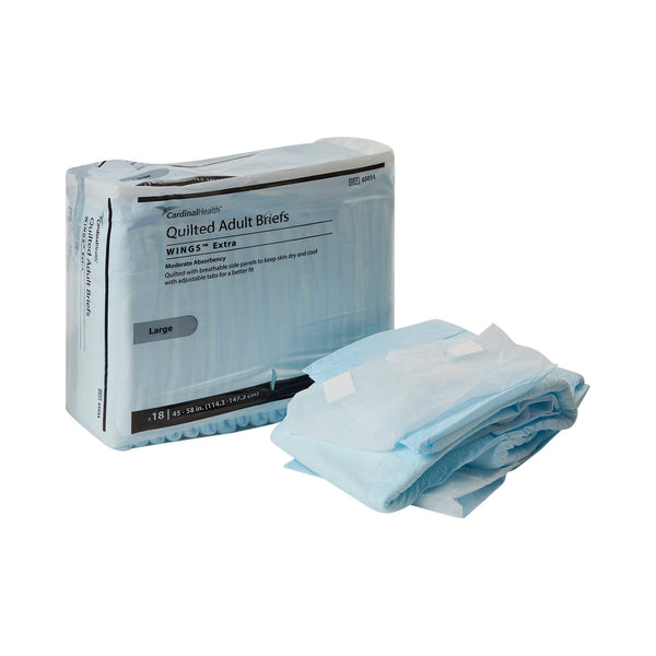 SIMPLICITY UNISEX ADULT INCONTINENCE BRIEFS, MODERATE ABSORBENCY, LARGE, BLUE, SOLD AS 72/CASE CARDINAL 65034