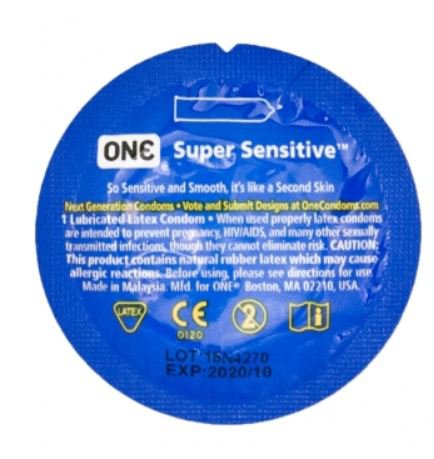 ONE® SUPER SENSITIVE™ LUBRICATED RUBBER CONDOM, SOLD AS 1000/CASE GLOBAL 11600C