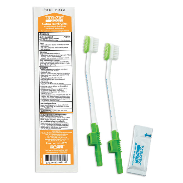 TOOTHETTE® SUCTION TOOTHBRUSH KIT WITH ORAL RINSE, SOLD AS 100/CASE SAGE 6173