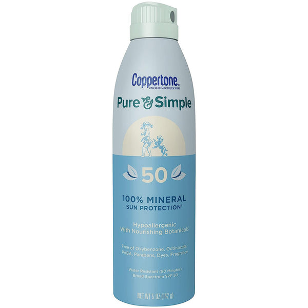 COPPERTONE® PURE AND SIMPLE SPF 50 MINERAL SUNSCREEN SPRAY, 5 OZ., SOLD AS 1/EACH BEIERSDORF 07214002883