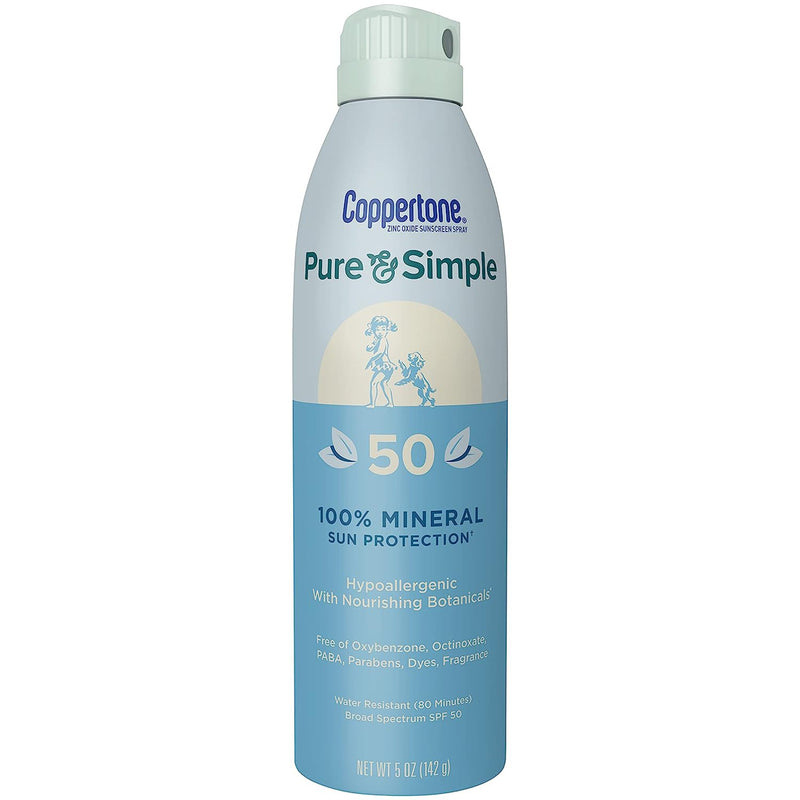 COPPERTONE® PURE AND SIMPLE SPF 50 MINERAL SUNSCREEN SPRAY, 5 OZ., SOLD AS 1/EACH BEIERSDORF 07214002883