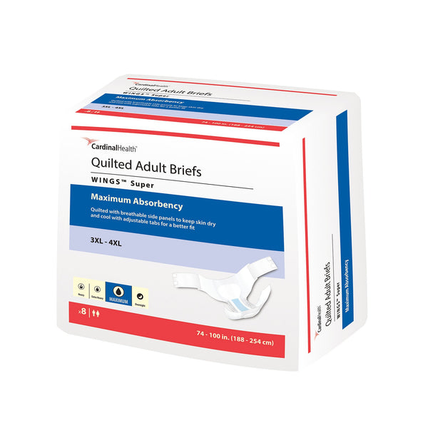 WINGS UNISEX ADULT INCONTINENCE BRIEF, TAB CLOSURE, 3X-LARGE, HEAVY ABSORBENCY, SOLD AS 1/BAG CARDINAL 67095