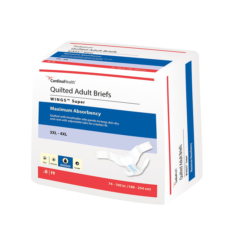 WINGS UNISEX ADULT INCONTINENCE BRIEF, TAB CLOSURE, 3X-LARGE, HEAVY ABSORBENCY, SOLD AS 1/BAG CARDINAL 67095