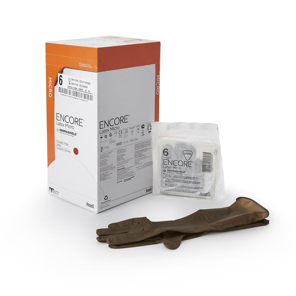 ENCORE® LATEX MICRO SURGICAL GLOVE, SIZE 6, BROWN, SOLD AS 50/BOX ANSELL 5787001