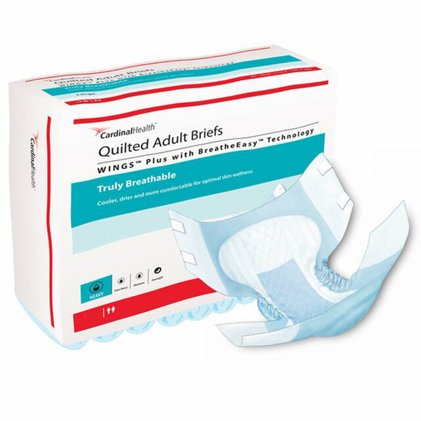 WINGS™ QUILTED PLUS WITH BREATHEEASY™ TECHNOLOGY ADULT BRIEFS, X-LARGE, SOLD AS 15/BAG CARDINAL 66135
