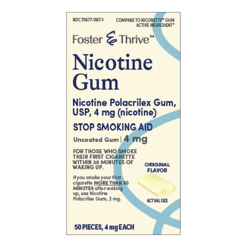 FOSTER & THRIVE™ NICOTINE POLACRILEX 4 MG (NICOTINE) GUM, ORIGINAL FLAVOR, SOLD AS 50/PACK MCKESSON 70677116701