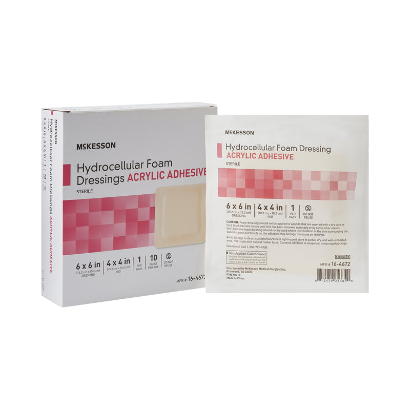 MCKESSON ACRYLIC ADHESIVE WITH BORDER FOAM DRESSING, 6 X 6 INCH, SOLD AS 100/CASE MCKESSON 16-4672