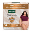 DEPEND® SILHOUETTE® MAXIMUM ABSORBENCY UNDERWEAR, EXTRA LARGE, SOLD AS 10/PACK KIMBERLY 55425