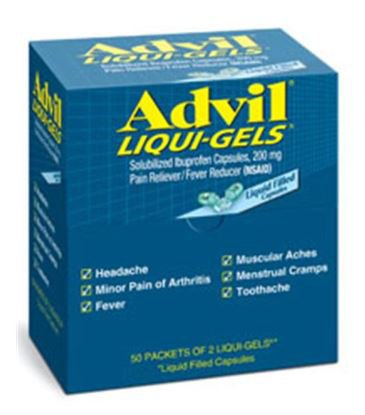 ADVIL® LIQUI-GELS® IBUPROFEN PAIN RELIEF, SOLD AS 50/CARTON GLAXO 00573016902
