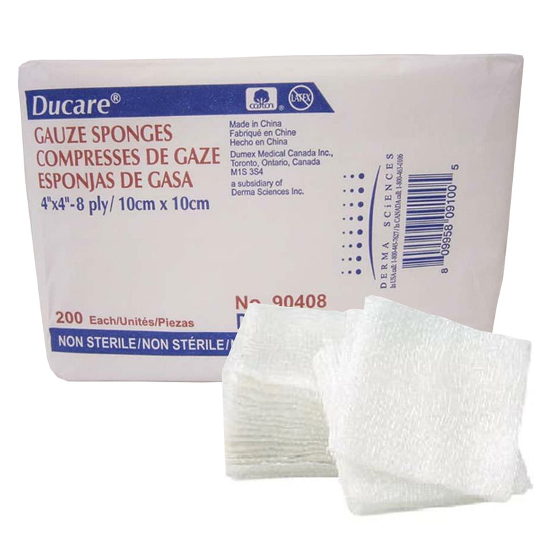 DUCARE GAUZE SPONGE, 4 X 4 INCH, 8-PLY, SOLD AS 4000/CASE GENTELL 90408