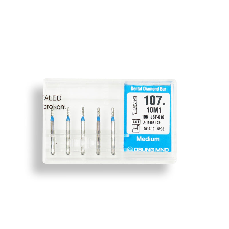 Cylindrical 1 mm Dia. Medium Grit Diamond Bur 5 per pack. 107.10M1