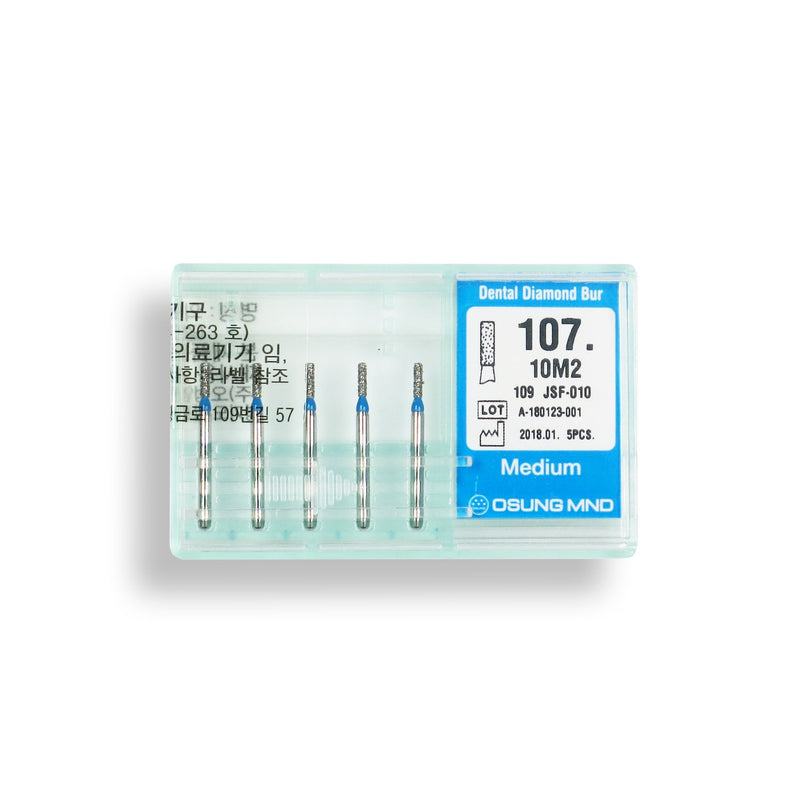 Cylindrical 1 mm Dia. Medium Grit Diamond Bur 5 per pack. 107.10M2