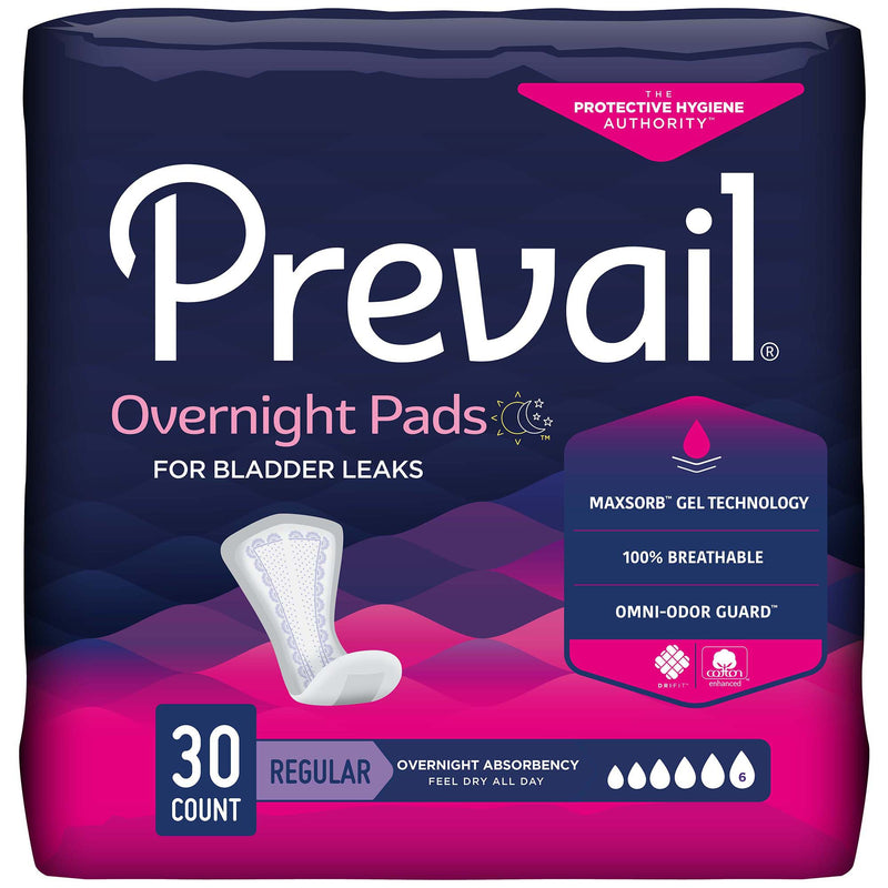 PREVAIL® DAILY PADS OVERNIGHT BLADDER CONTROL PAD, 16-INCH LENGTH, SOLD AS 30/BAG FIRST PVX-120