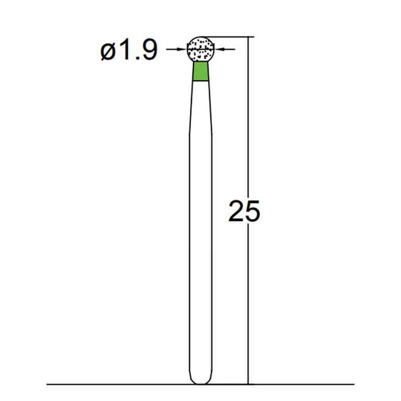 Spherical 1.9 mm Dia. Coarse Grit Diamond Bur 5 per pack. 001.19C1