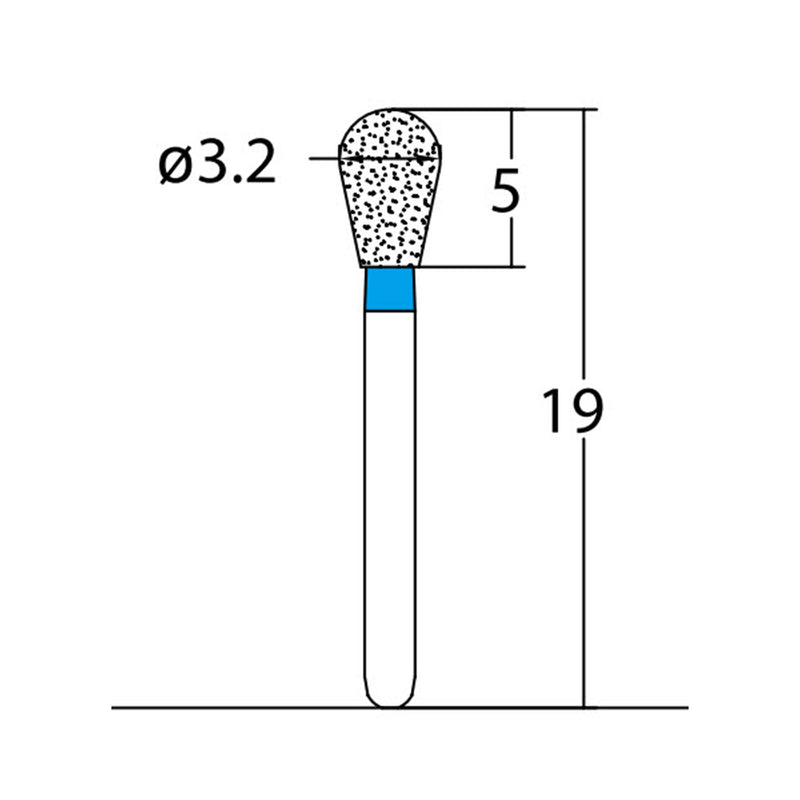 Pear 3.2 mm Dia. Medium Grit Diamond Bur 5 per pack. 237.32M1