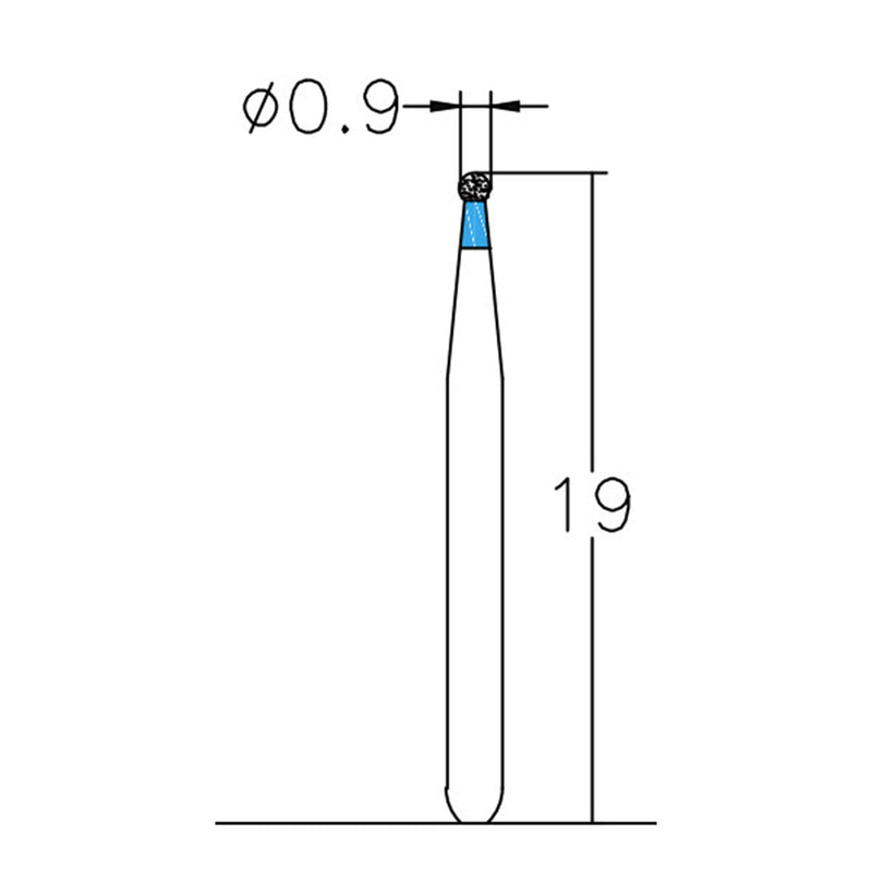 Spherical 0.9 mm Dia. Medium Grit Diamond Bur 5 per pack. 001.9M1