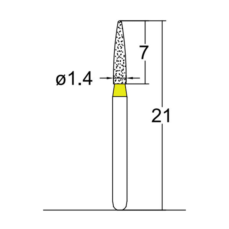 Cylindrical, Ogival End 1.4 mm Dia. Extra Fine Grit Diamond Bur 5 per pack. 245.14EF1