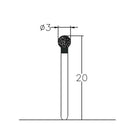 Spherical 3 mm Dia. Extra Coarse Grit Diamond Bur 5 per pack. 001.30EC1