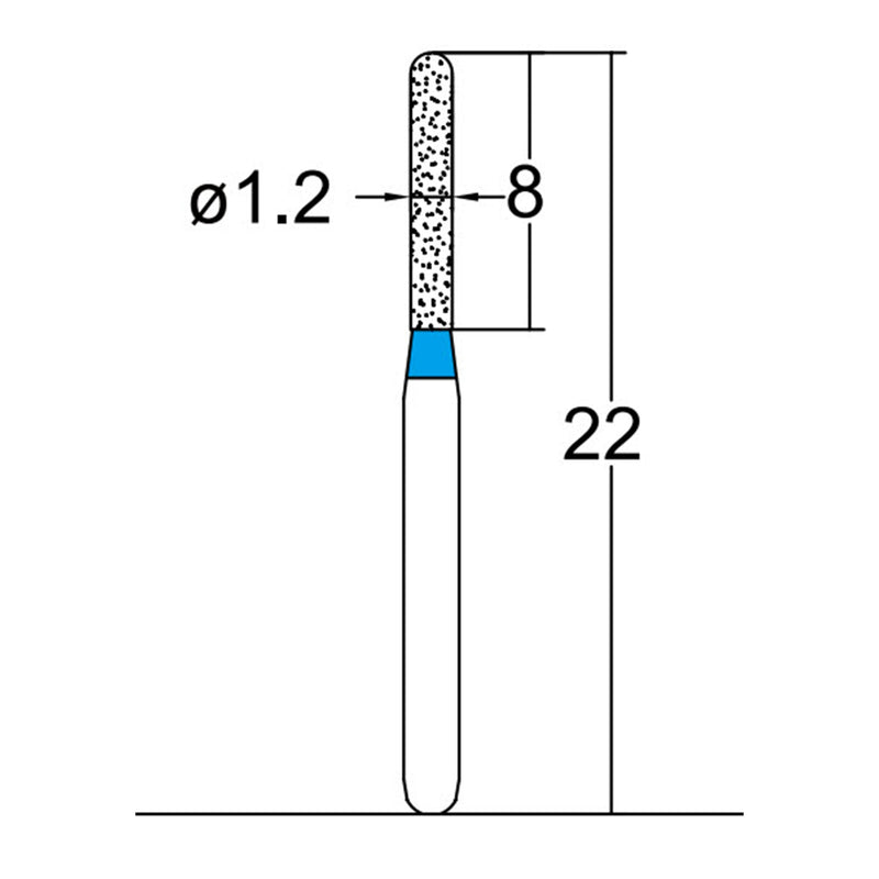 Cylindrical, Hemispherical End 1.2 mm Dia. Medium Grit Diamond Bur 5 per pack. 137.12M1