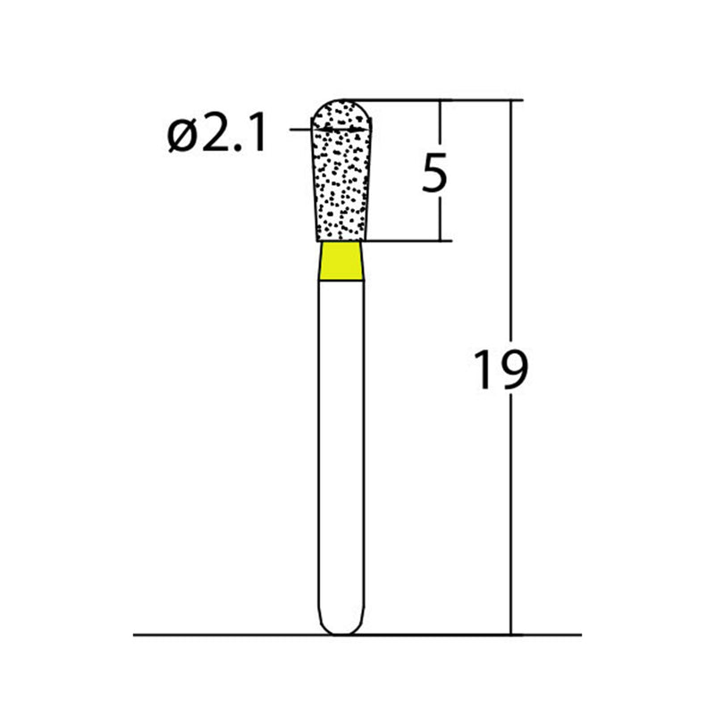 Pear 2.1 mm Dia. Extra Fine Grit Diamond Bur 5 per pack. 237.21EF1