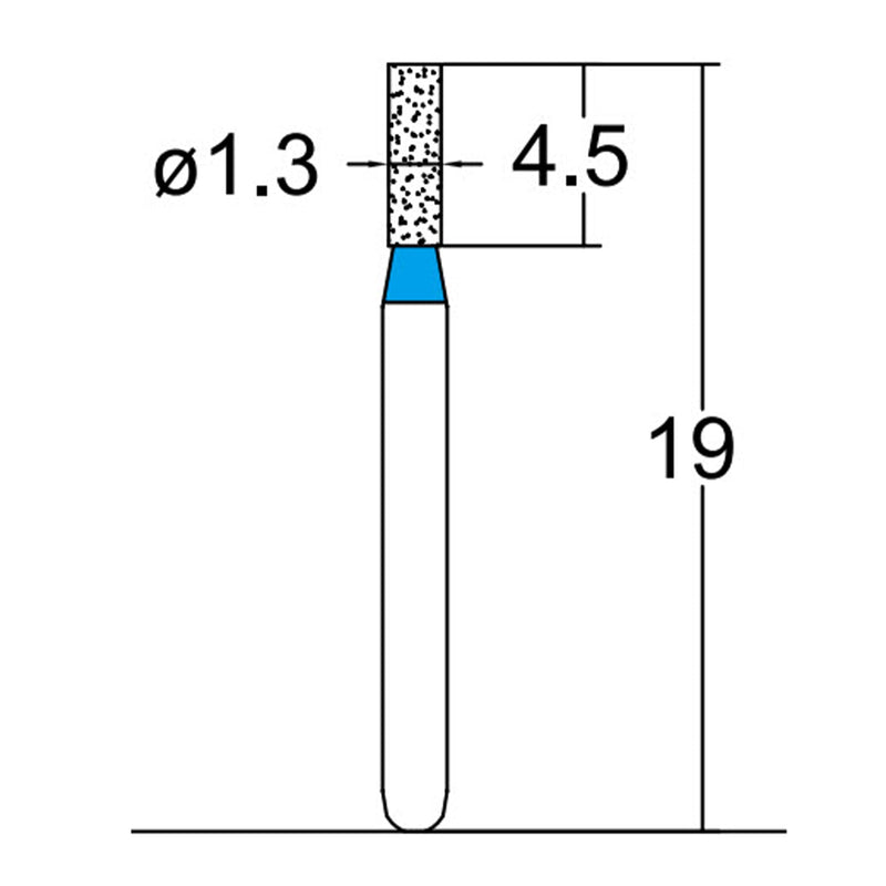 Cylindrical 1.3 mm Dia. Medium Grit Diamond Bur 5 per pack. 107.13M1