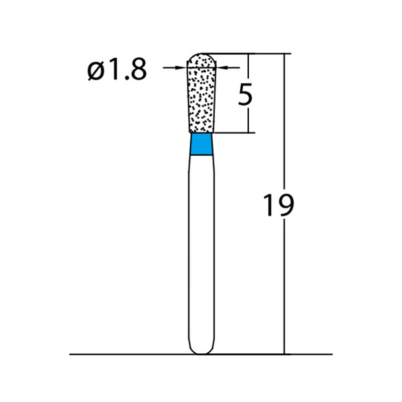 Pear 1.8 mm Dia. Medium Grit Diamond Bur 5 per pack. 237.18M1