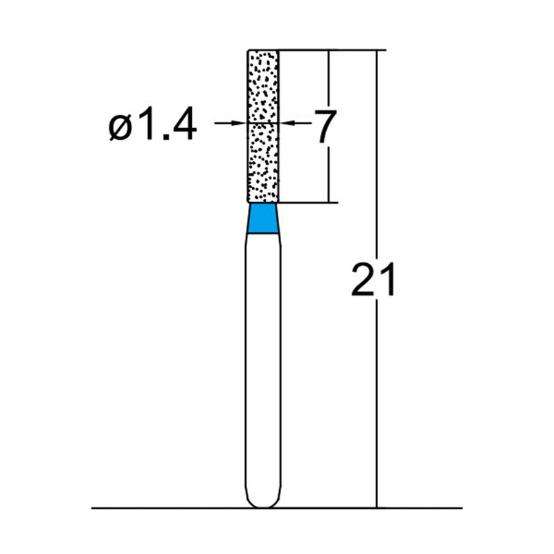 Cylindrical 1.4 mm Dia. Medium Grit Diamond Bur 5 per pack. 107.14M1