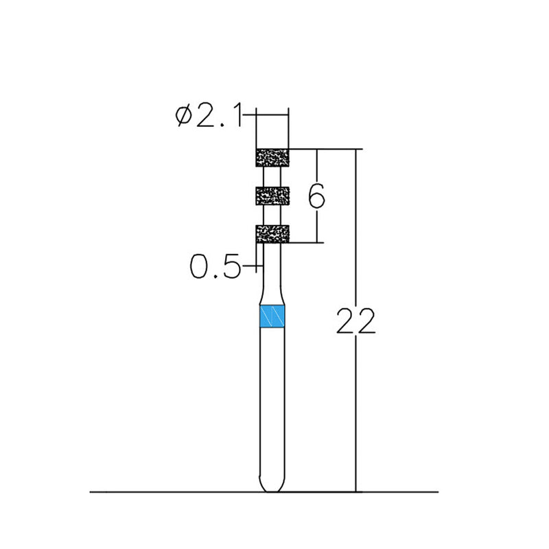 Depth Marking 2.1 mm Dia. Medium Grit Diamond Bur 5 per pack. 552.21M1