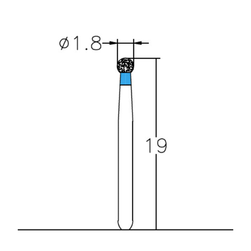 Spherical 1.8 mm Dia. Medium Grit Diamond Bur 5 per pack. 001.18M1