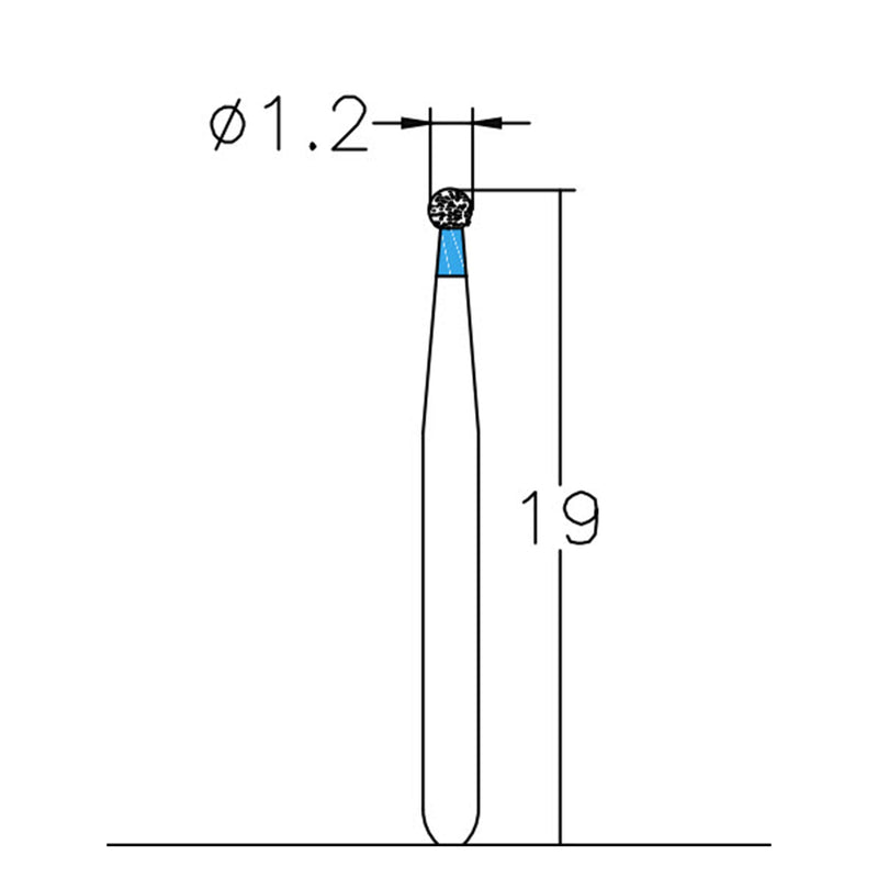 Spherical 1.2 mm Dia. Medium Grit Diamond Bur 5 per pack. 001.12M1
