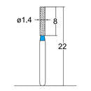 Cylindrical 1.4 mm Dia. Medium Grit Diamond Bur 5 per pack. 107.14M3
