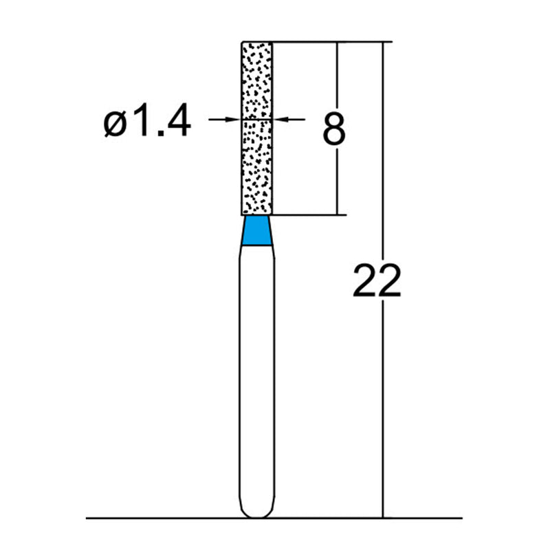 Cylindrical 1.4 mm Dia. Medium Grit Diamond Bur 5 per pack. 107.14M3