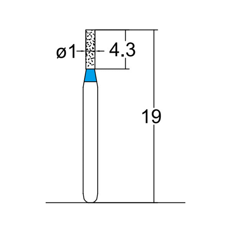 Cylindrical 1 mm Dia. Medium Grit Diamond Bur 5 per pack. 107.10M3