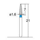Cylindrical, Ogival End 1.6 mm Dia. Medium Grit Diamond Bur 5 per pack. 245.16M1