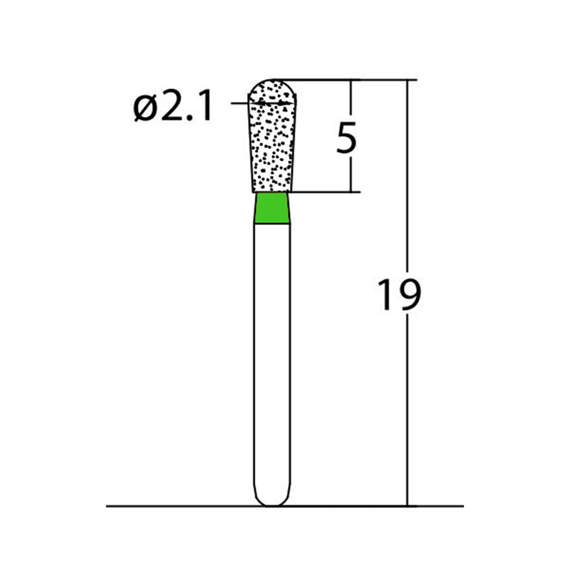 Pear 2.1 mm Dia. Coarse Grit Diamond Bur 5 per pack. 237.21C1