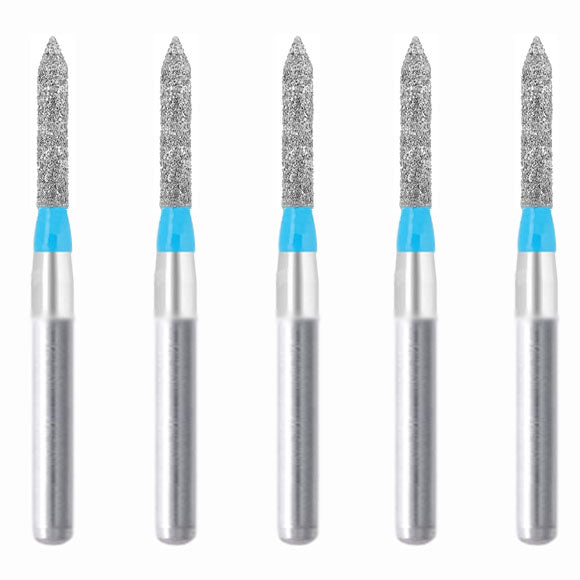 Cylindrical Pointed End 1.2 mm Dia. Medium Grit Diamond Bur 5 per pack. 126.12M1