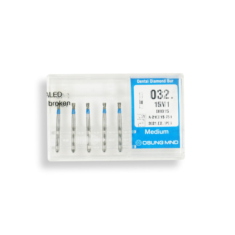 Diabolo 1.5 mm Dia. Medium Grit Diamond Bur 5 per pack. 032.15M1 - Osung USA